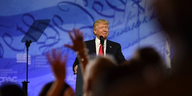OXON HILL, MD - FEBRUARY 24: President Donald Trump addresses the crowd during CPAC at the Gaylord National Resort & Convention Center on February 24, 2017 in Oxon Hill, Md. (Photo by Ricky Carioti/The Washington Post via Getty Images)