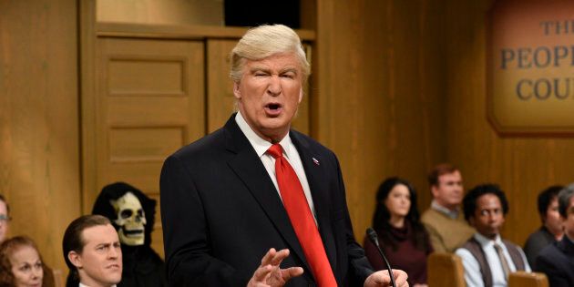 SATURDAY NIGHT LIVE -- 'Alec Baldwin' Episode 1718 -- Pictured: (l-r) Alec Baldwin as President Donald Trump during the 'Trump People's Court' sketch on February 11, 2017 -- (Photo by: Will Heath/NBC/NBCU Photo Bank via Getty Images)