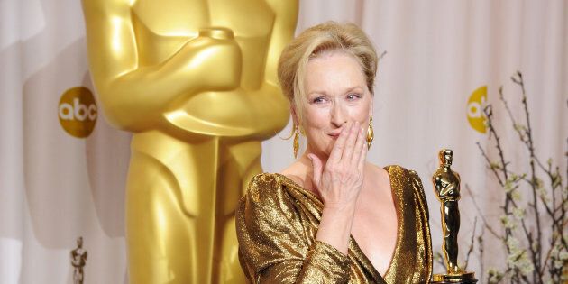 HOLLYWOOD, CA - FEBRUARY 26: Actress Meryl Streep poses in the press room at the 84th Annual Academy Awards held at the Hollywood & Highland Center on February 26, 2012 in Hollywood, California. (Photo by Jeff Kravitz/FilmMagic)