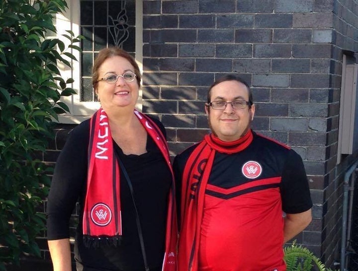 This is Guy and his Mum, who went to a game with him when she visited recently