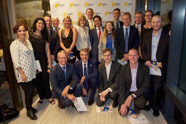 Fifteen grant recipients were celebrated on Wednesday night, pictured with Cancer Council CEO Jeff Mitchell.