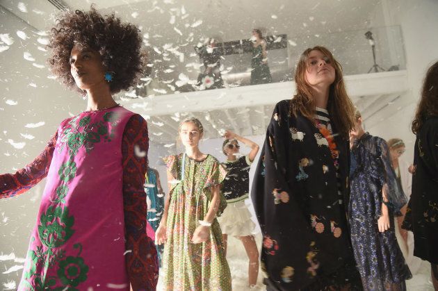 Models pose at the Cynthia Rowley presentation during New York Fashion Week in September 2016.