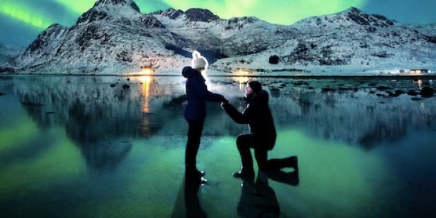 Dale placed a torch light behind them to illuminate the shot and set the camera's self-timer. 