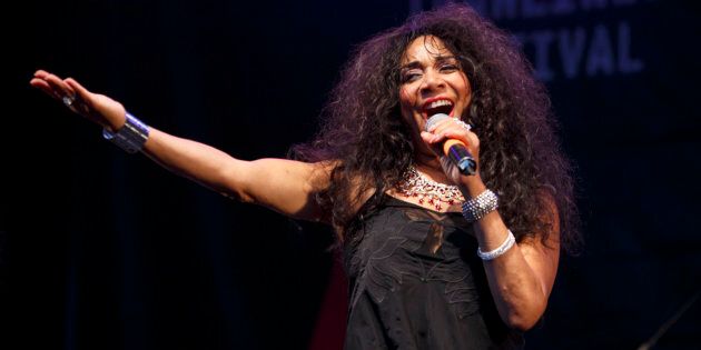 SHEFFIELD, UNITED KINGDOM - JULY 26: Joni Sledge of Sister Sledge performs on stage at Tramlines Festival at (venue) on July 26, 2014 in Sheffield, United Kingdom. (Photo by Andrew Benge/Redferns via Getty Images)