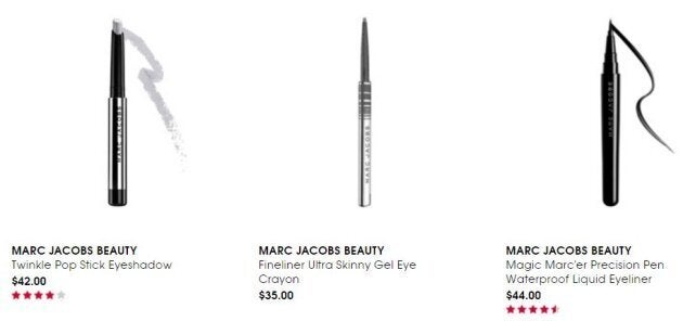 Some products from the Marc Jacobs Beauty collection Ashton uses to create the iconic eye look.