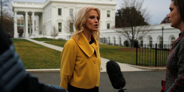 White House senior advisor Kellyanne Conway delivers a television interview outside the West Wing of the White House in Washington, U.S. March 6, 2017. REUTERS/Jonathan Ernst