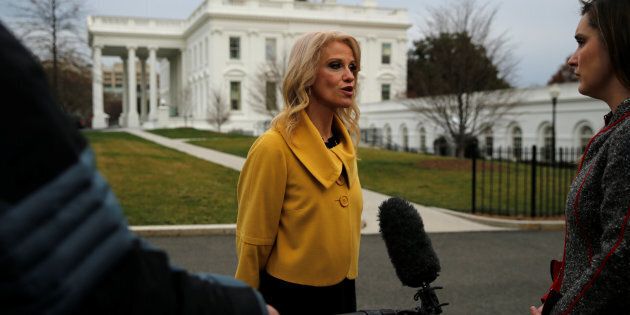 White House senior advisor Kellyanne Conway delivers a television interview outside the West Wing of the White House in Washington, U.S. March 6, 2017. REUTERS/Jonathan Ernst