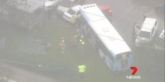 The bus crash in Wetherill Park on Tuesday.