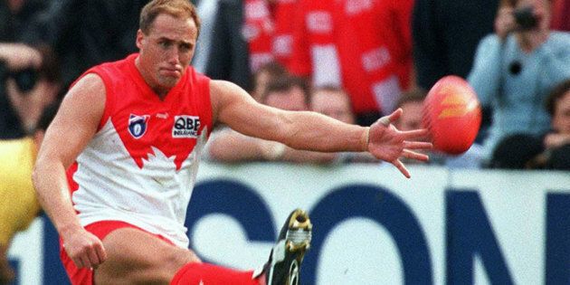 Tony Lockett playing for the Sydney Swans in his heyday.