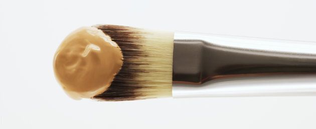 Apply liquid foundation with a brush, or just use your fingers.