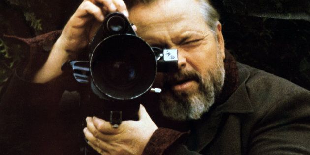 Orson Welles on the set of