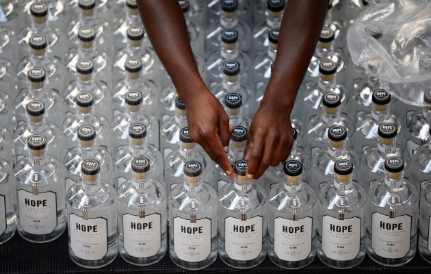 Gin is enjoying a resurgence in South Africa, too. Here, a worker puts seals on bottles at the Hope on Hopkins distillery in Cape Town. "Gin around the world is starting to have a moment and South Africa has jumped on the bandwagon," said gin maker Lucy Beard. In 2015, her gin distillery was the first to be licensed in Cape Town, just as the drink began to make a stir.