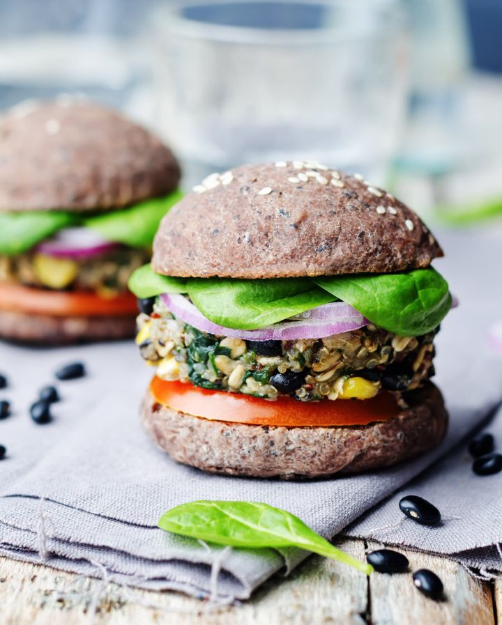 Go for a wholemeal burger bun and extra veggie fillings.
