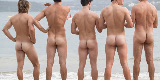 Swimmers taking part in the annual nude fundraiser, The 'Sydney Skinny'.