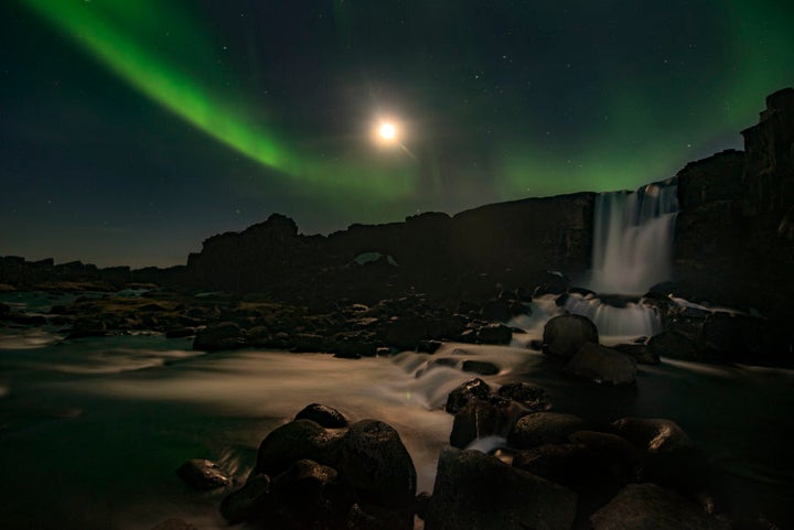 The Northern Lights are often visible at Thingvellir National Park from April through to August each year.