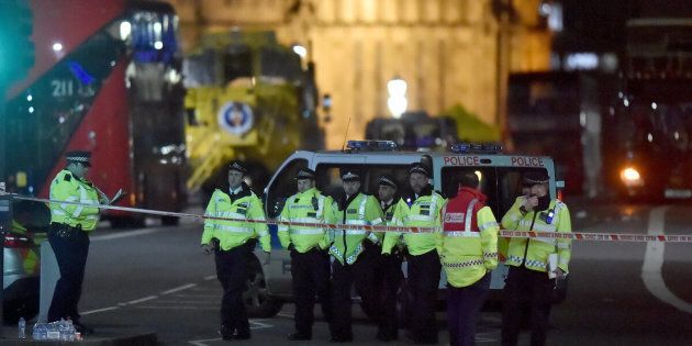 Police at the scene of Wednesday's terror attack on Westminster Bridge in London