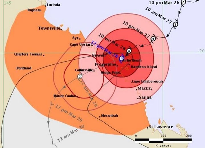 Cyclone Debbie has made landfall between Bowen and Airlie Beach.