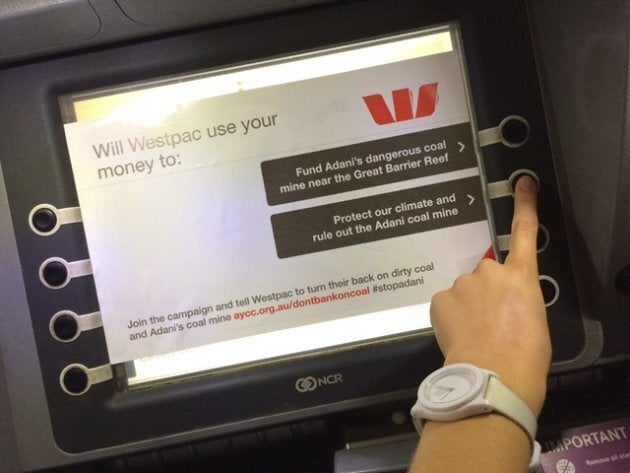 The graphics posted on Westpac ATMs around the country by the AYCC