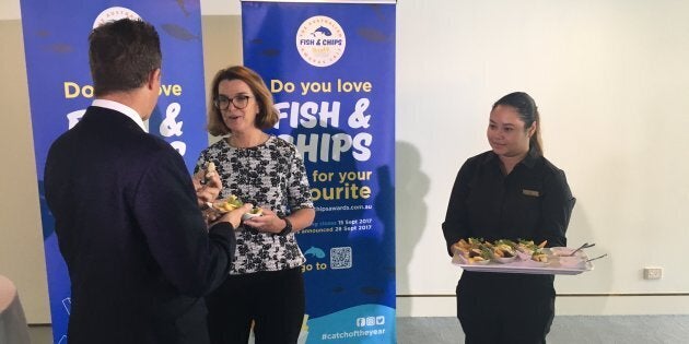 Anne Ruston tries out some fish and chips