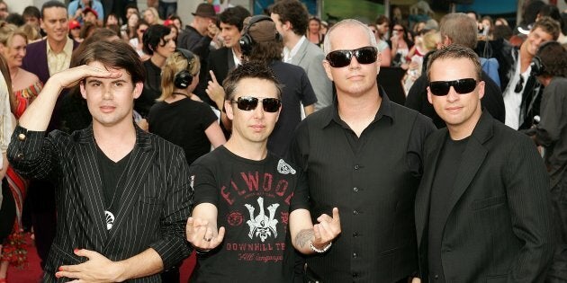 The Grinners are back: Phil Jamieson, Joe Hansen, Pat Davern and Kristian Hopes of Grinspoon arrive on the red carpet at the ARIA Awards in 2007.