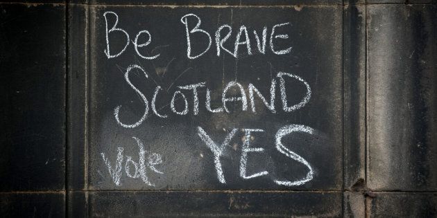 Graffiti written on a wall in support of the Yes vote ahead of the 2014 vote.