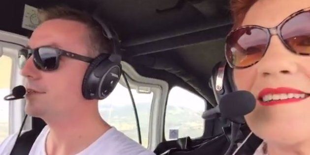 James Ashby and Pauline Hanson in the cockpit