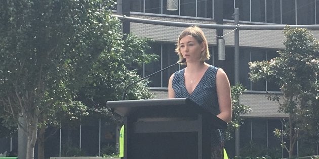 Sarah, speaking at a Youth Homelessness Matters Day event in Sydney