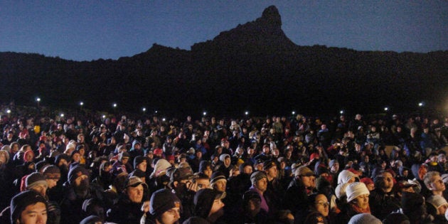 The dawn service at Anzac Cove on the Gallipoli Peninsula.