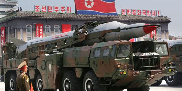 A missile is carried by a military vehicle during a parade to commemorate the 60th anniversary of the signing of a truce in the 1950-1953 Korean War, at Kim Il-sung Square in Pyongyang July 27, 2013. REUTERS/Jason Lee (NORTH KOREA - Tags: POLITICS MILITARY ANNIVERSARY)