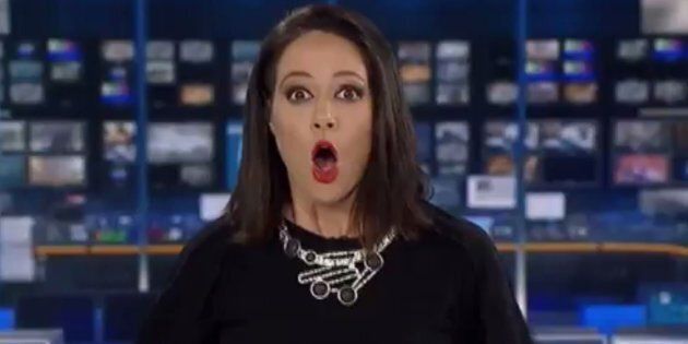 The ABC News 24 presenter was caught in an on-air gaffe on Sunday.