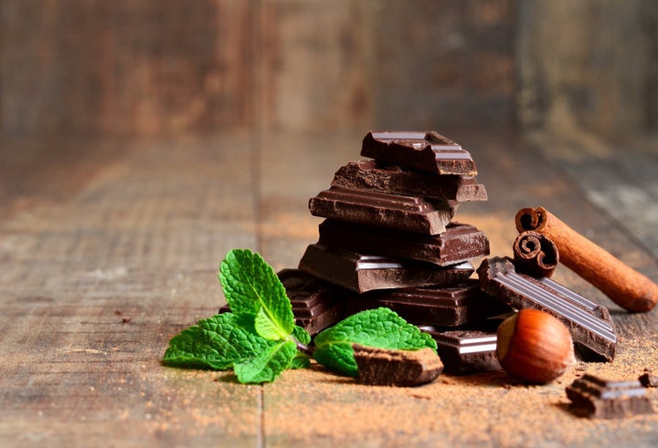 If it lasts, a chocolate bar is fine wrapped up and stored in the pantry.