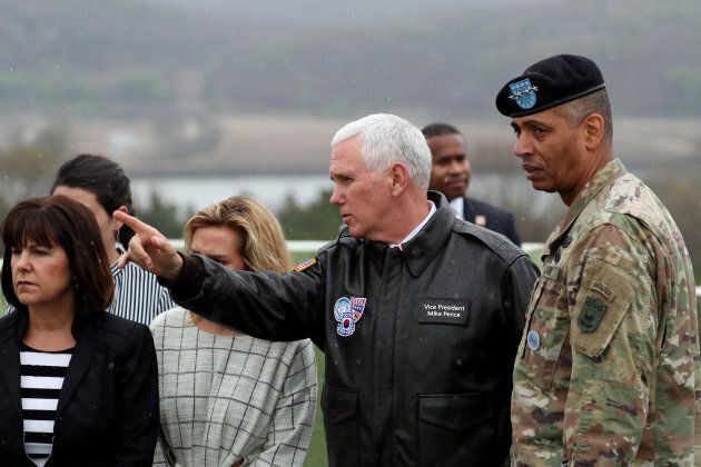 U.S Vice President Mike Pence visits the Demilitarised Zone between North and South Korea.