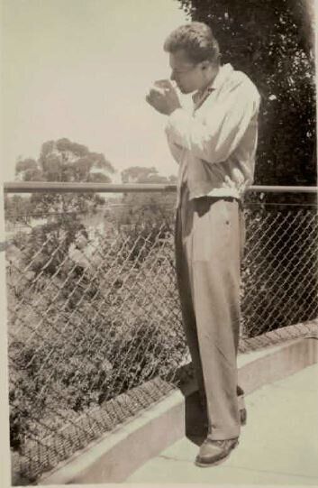 Lisa's father Ray lighting up in the Blue Mountains in the '50s. (When, sadly, smoking was just what people did.)