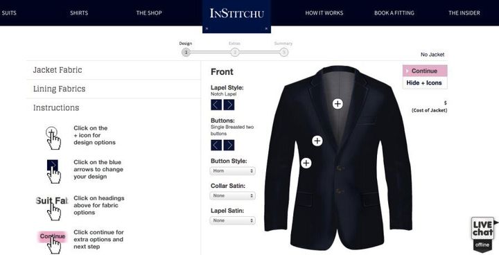 InStitchu's website allows customers to design their own suit.