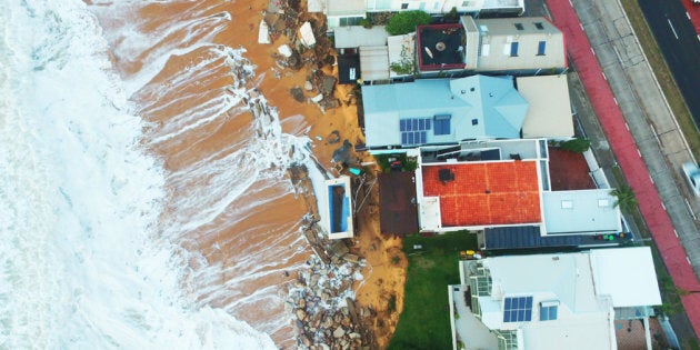 Drone footage shows coastal erosion in Collaroy.