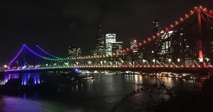 Brisbane's Story Bridge was in a rainbow hue as night fell after news of the shooting at the gay club in Orlando.