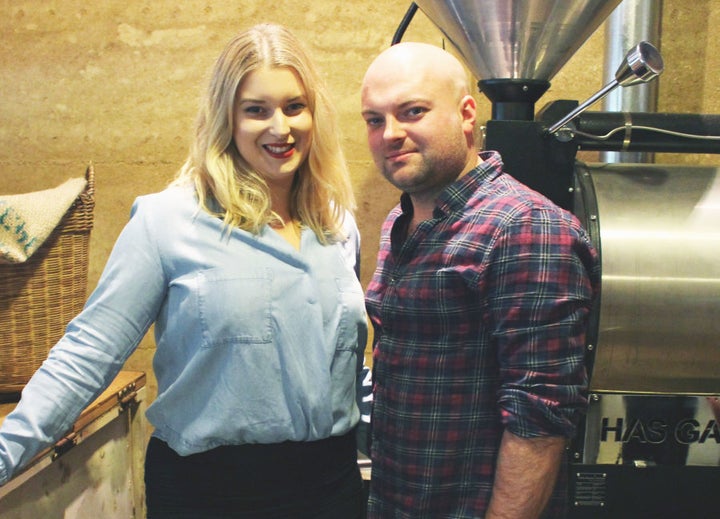 Laura Evans, with husband Lachlan Evans, say weekend penalty rates are a major issue for their cafe business in Victoria.