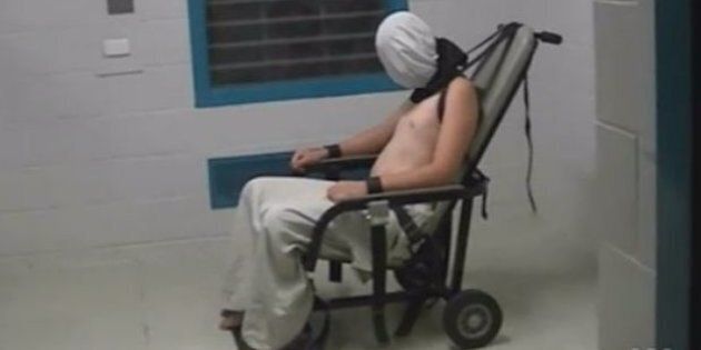 A teenage boy is strapped to a chair at the Don Dale Juvenile facility
