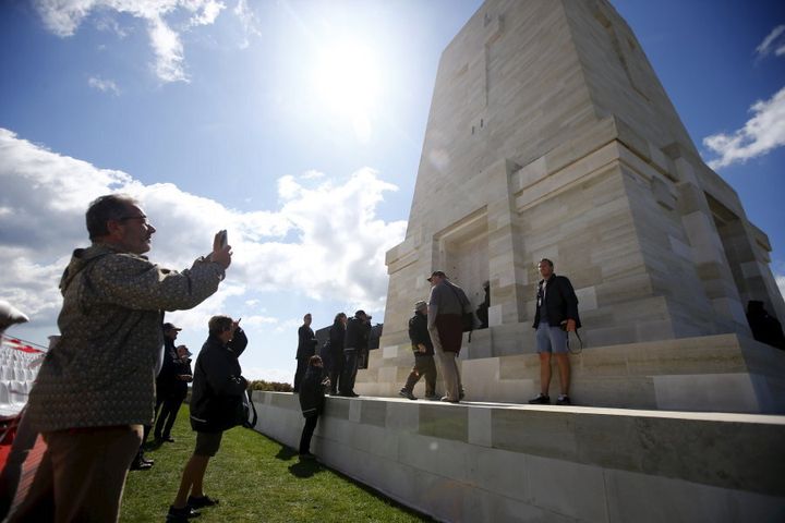Visitors from Australia and New Zealand visit the Lone Pine Australian memorial in Gallipoli.