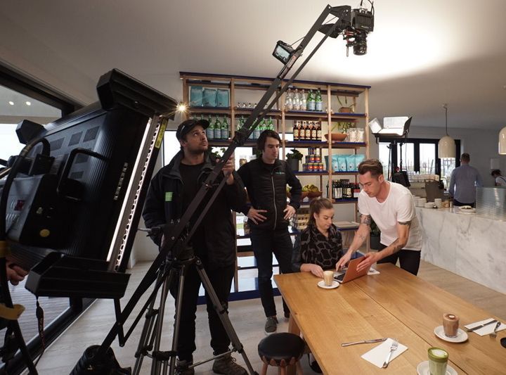The Visual Domain team on set creating a corporate video.