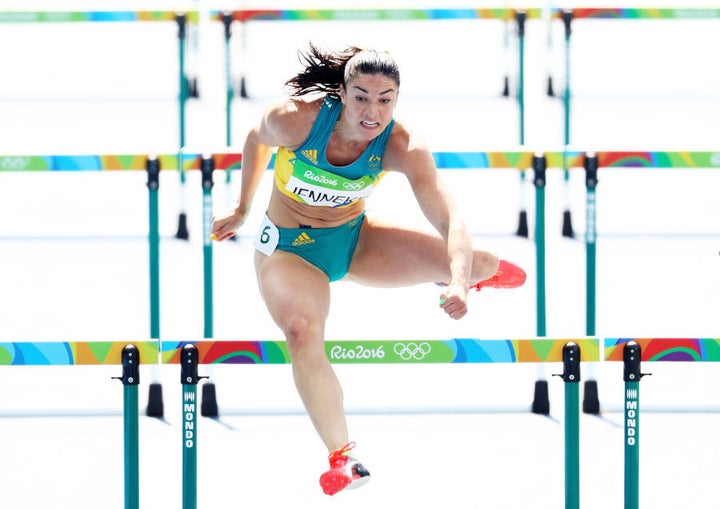 Despite that look of sheer determination Michelle Jenneke failed to progress past her heat. (Photo by Paul Gilham/Getty Images)