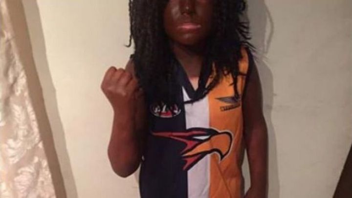 A Perth mother dressed her son up as AFL player Nic Naitanui for Book Week.