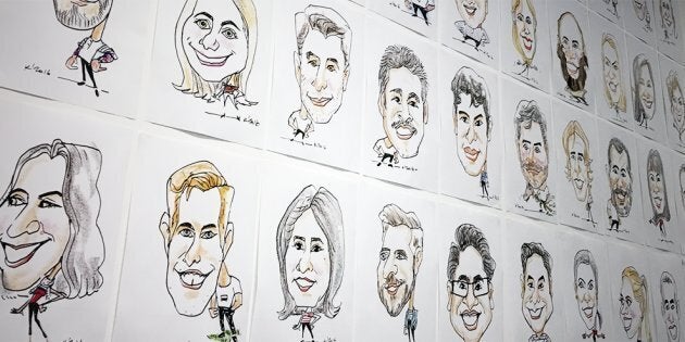 Rackspace display caricatures of their staff in the workplace.