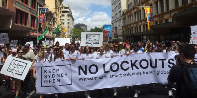 Protesters march through Sydney streets in February