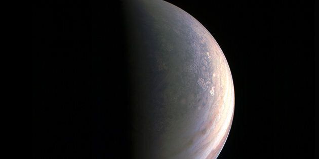 Stunning view of Jupiter's north pole taken by NASA's spacecraft Juno on 27 August 2016.