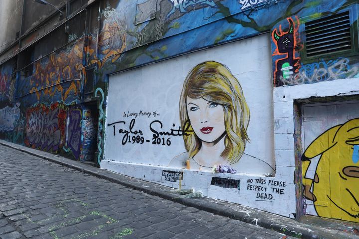 Taylor Swift's R.I.P message, before it was also repainted.
