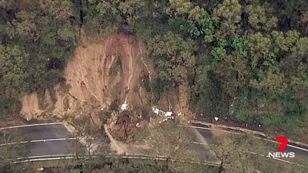 Part of the Great Ocean Road, Victoria, is closed due to a landslide caused by wild weather.