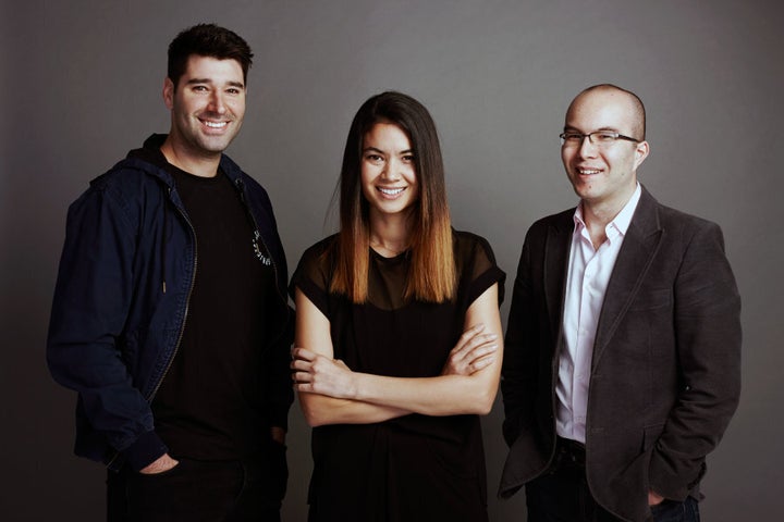 Canva co-founders Melanie Perkins, Cliff Obrecht and Cameron Adams.