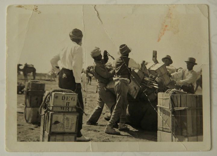 Afghan cameleers embarking from Maree to cross the Simpson desert in 1939