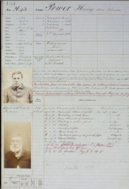 Harry Power's crime register.